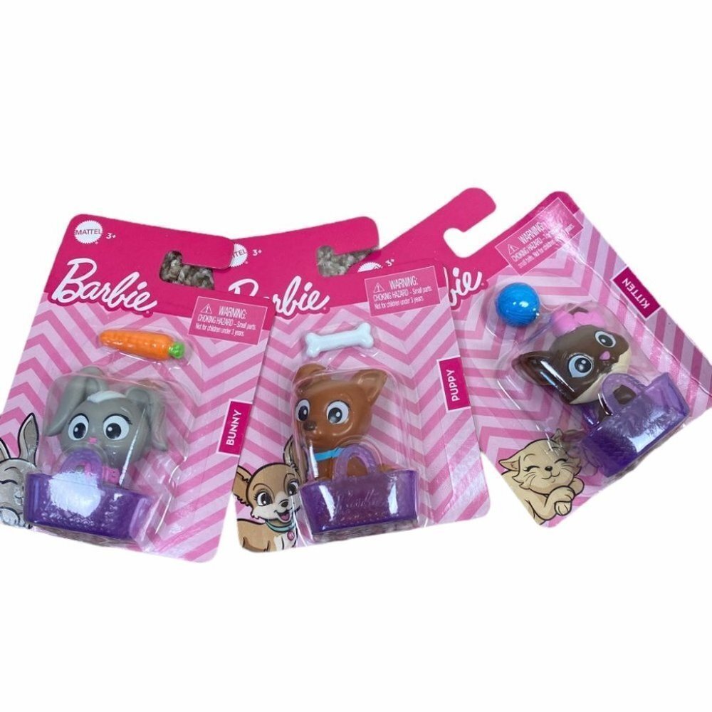NEW 3 Mattel BARBIE Pets: Puppy Dog Kitten Bunny